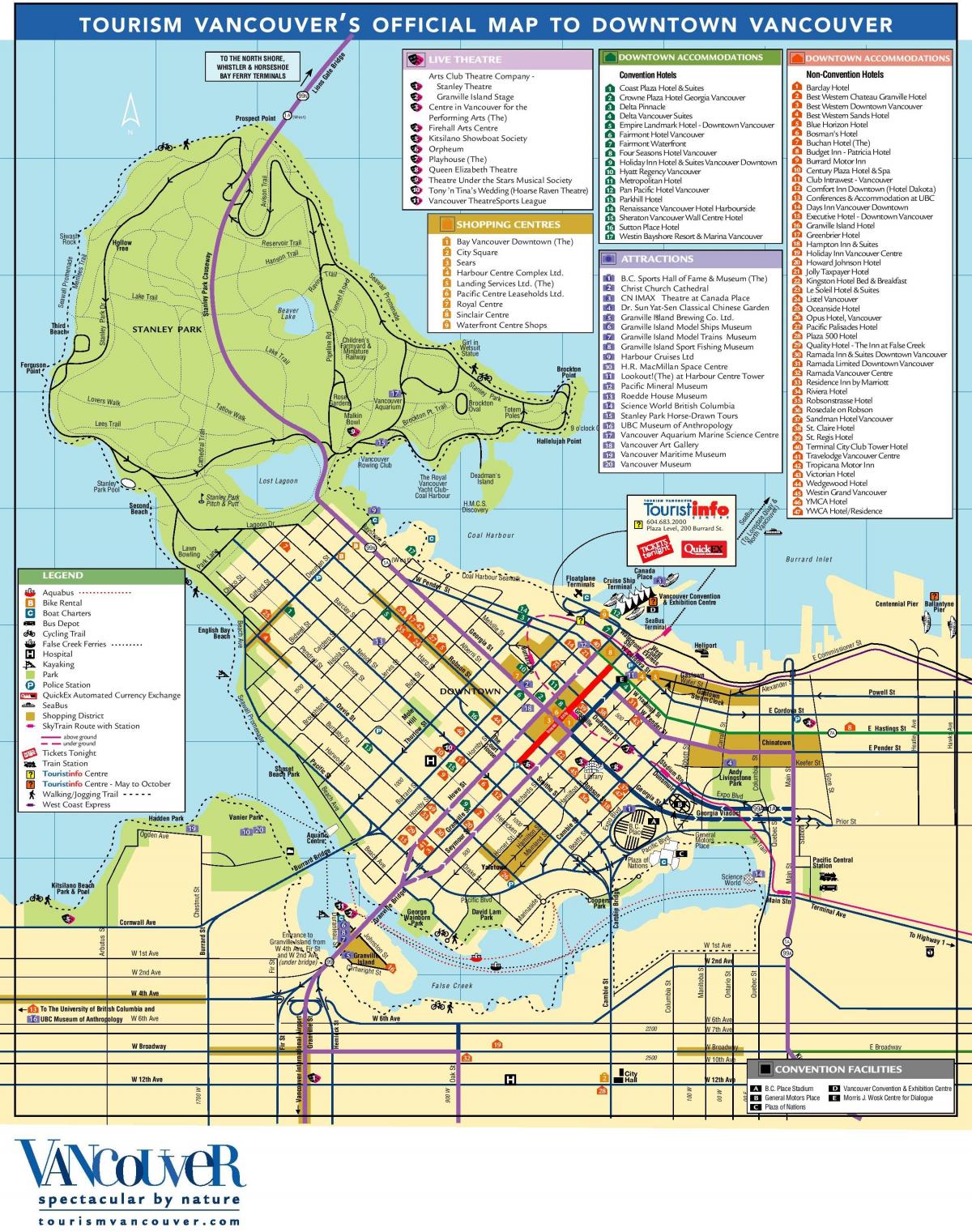 バンクーバーの観光名所の地図