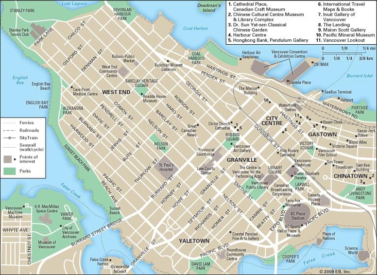 地図の西端vancouver bc