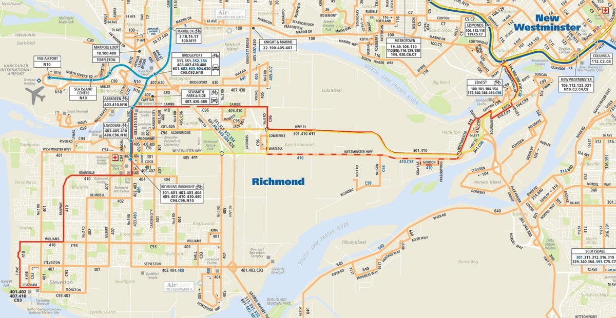 地図のノースバンクーバーバス