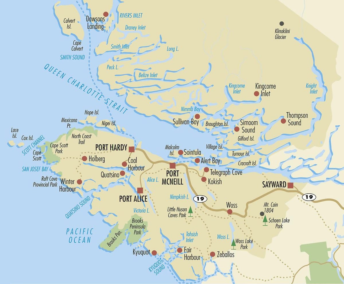 地図のノースバンクーバー島