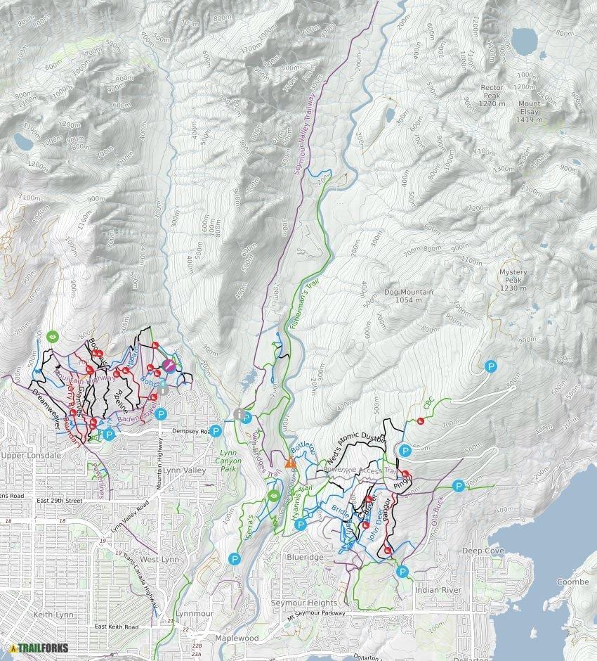 地図north vancouverトレイル