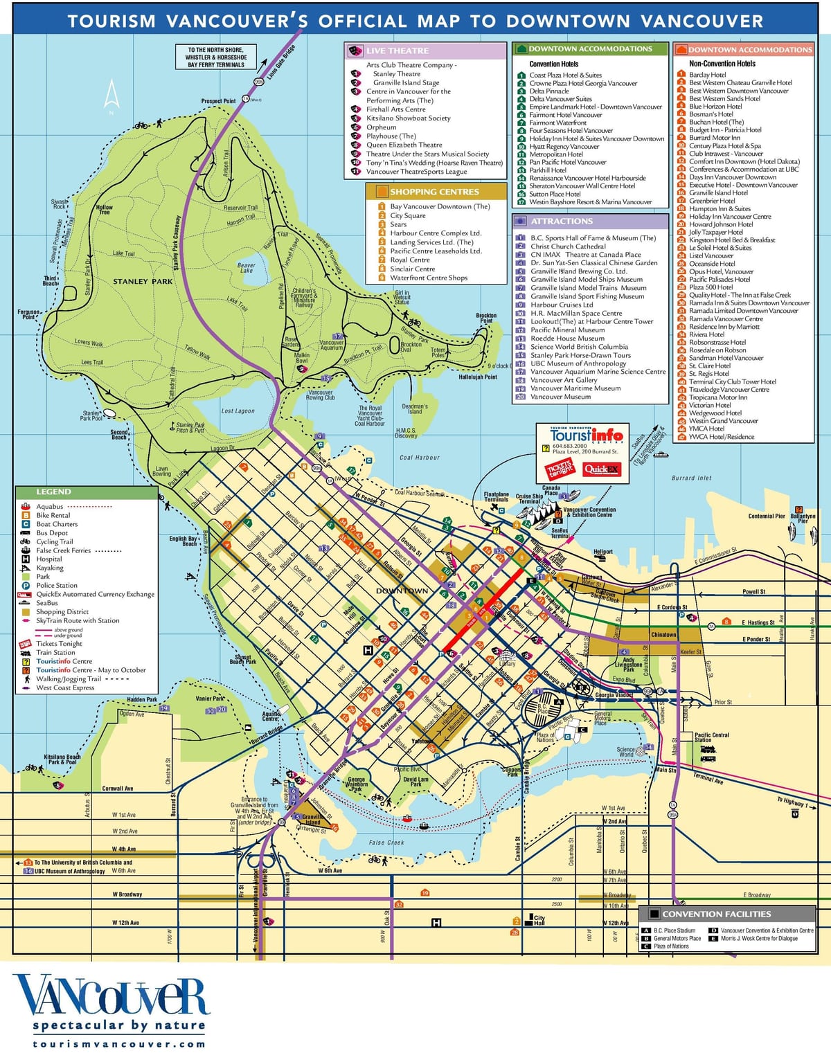 バンクーバーの観光名所の地図