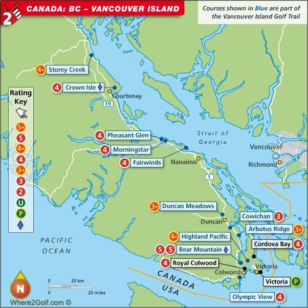 地図のバンクーバーアイランドゴルフコース