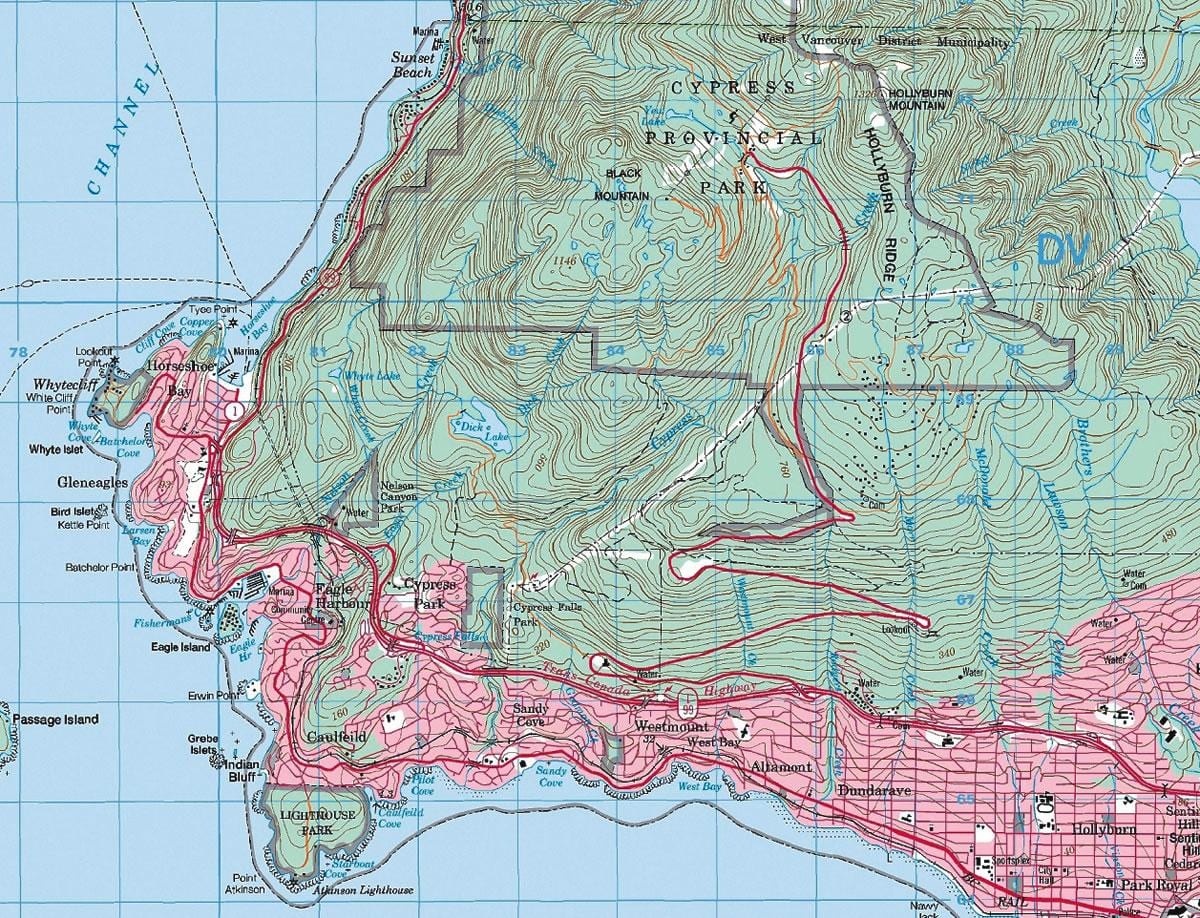 地図のバンクーバー地形