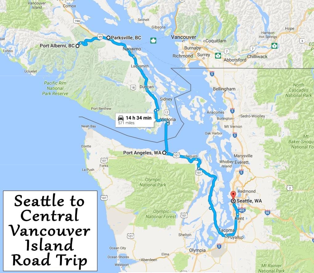 バンクーバー島の地図の走行距離
