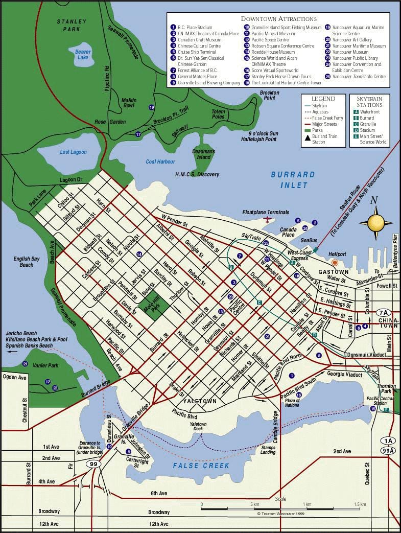 地図のバンクーバー都市センター