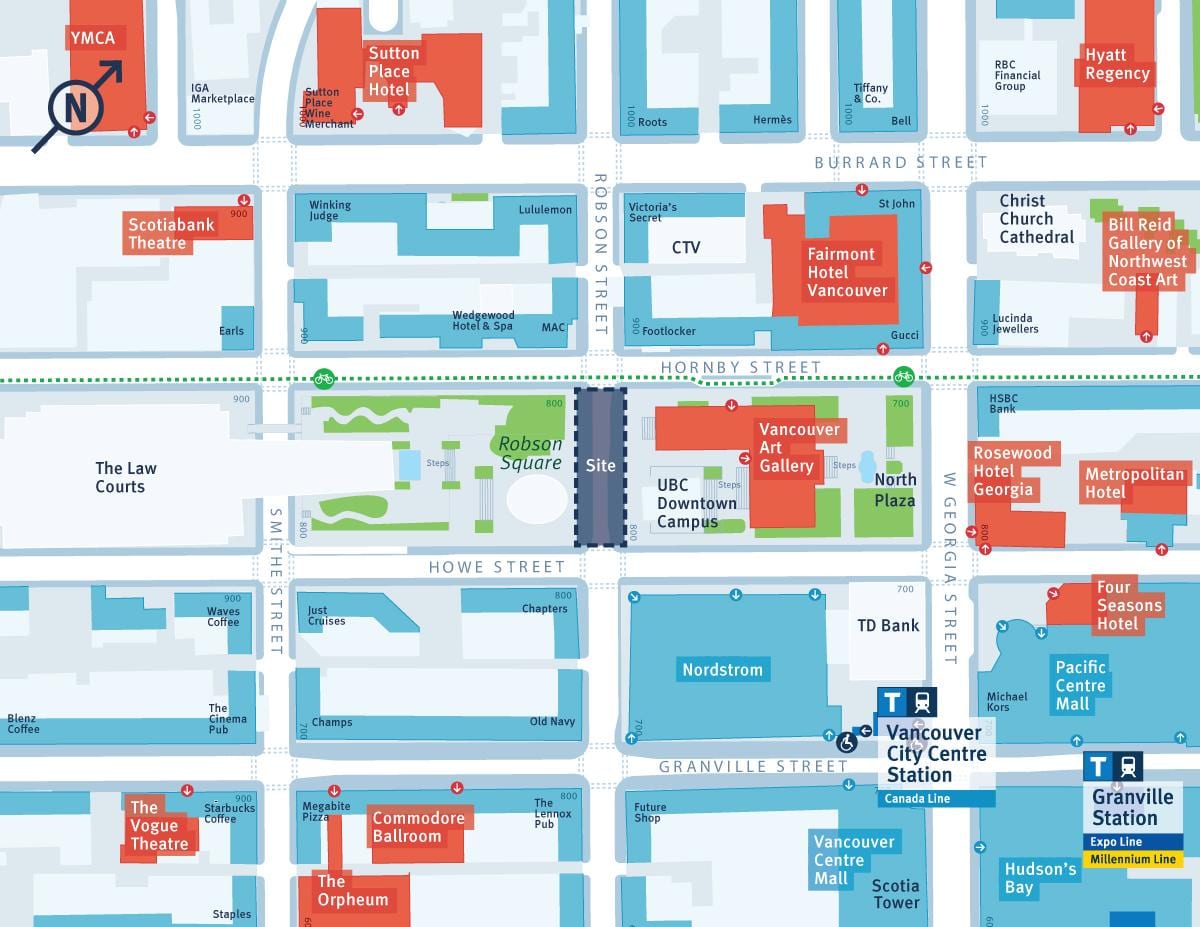 地図のロブソンストリートバンクーバー