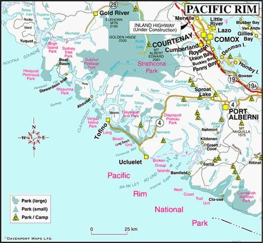 地図の西海岸のカナダ