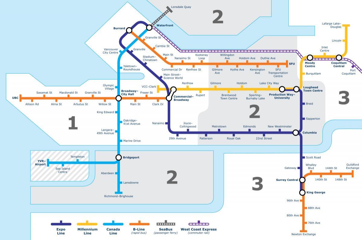 vancouver bc公共交通機関の地図