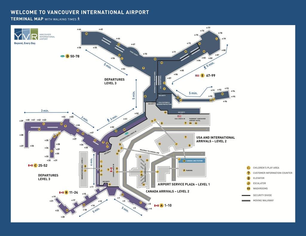 カナダバンクーバー空港地図