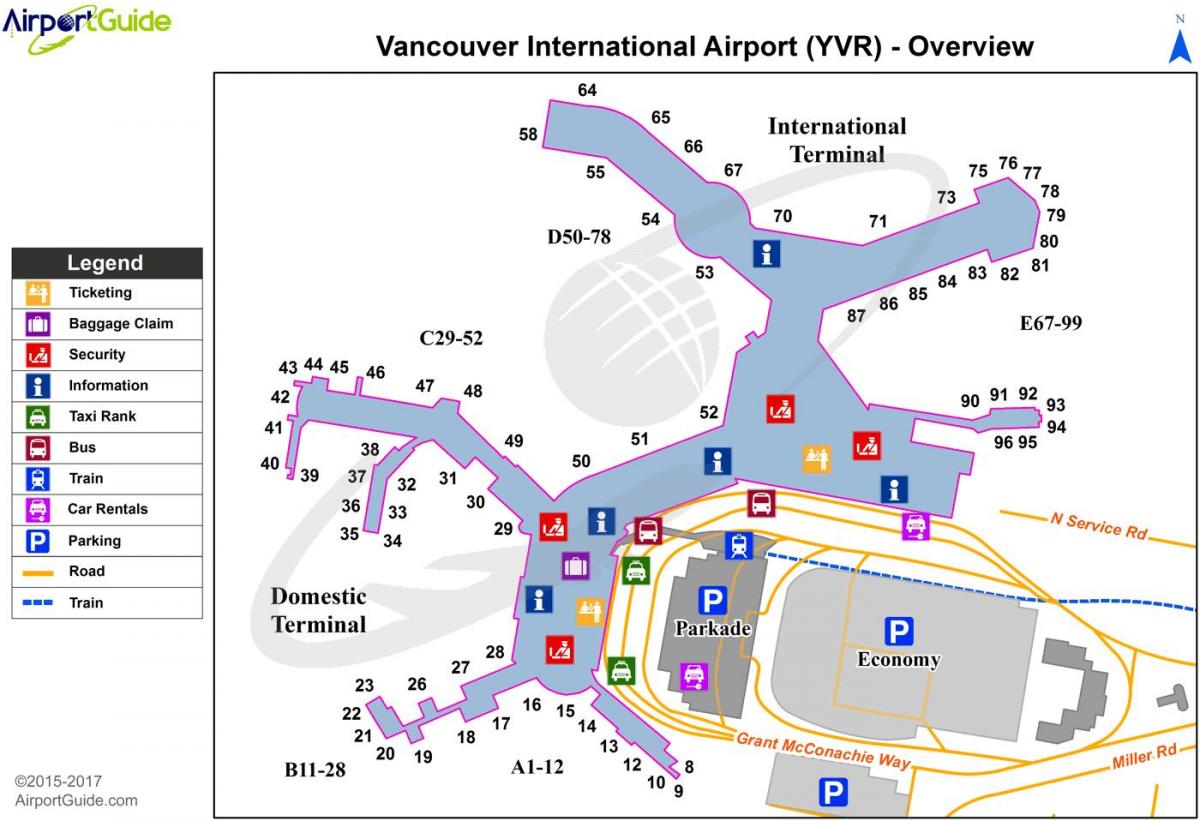 yvr国内線ターミナルの地図