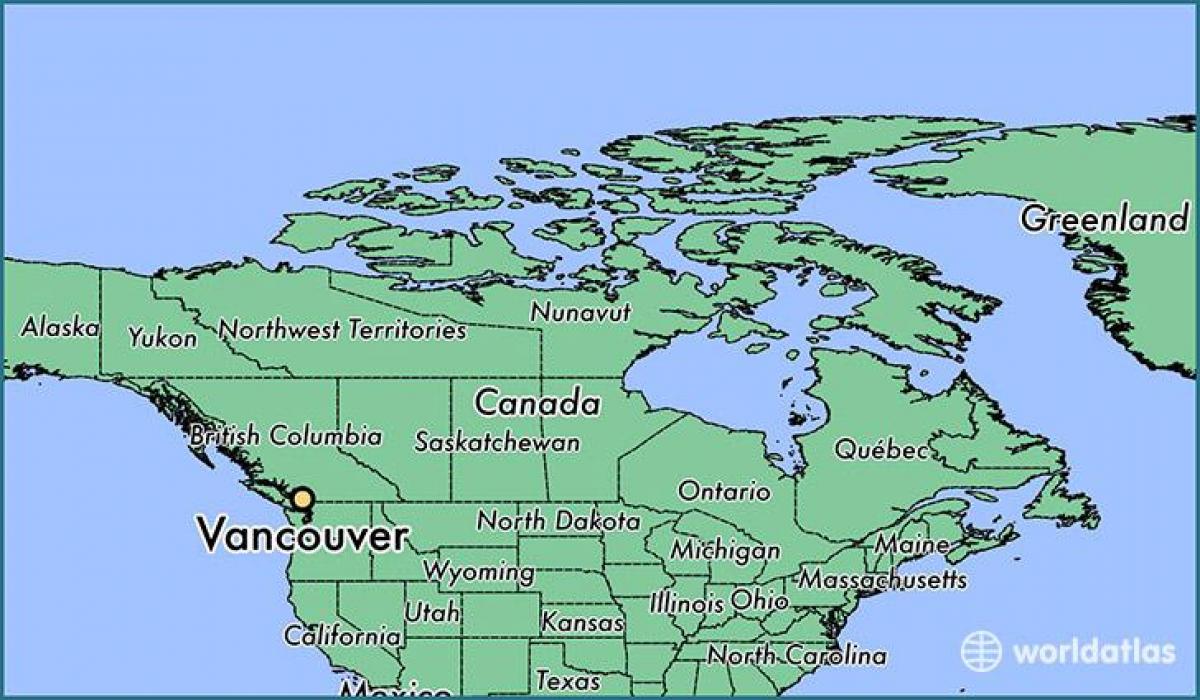 地図のカナダバンクーバーを示す