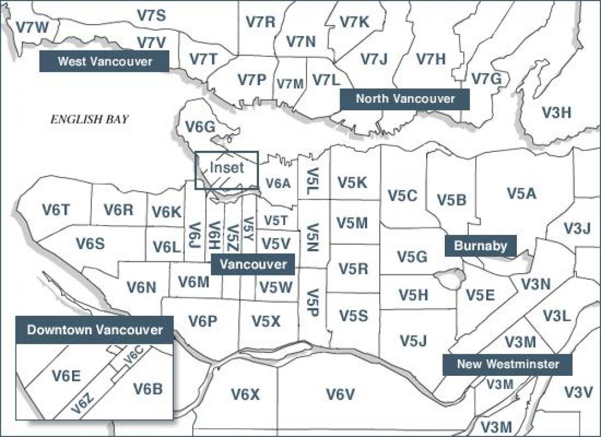 バンクーバー島郵便コードの地図