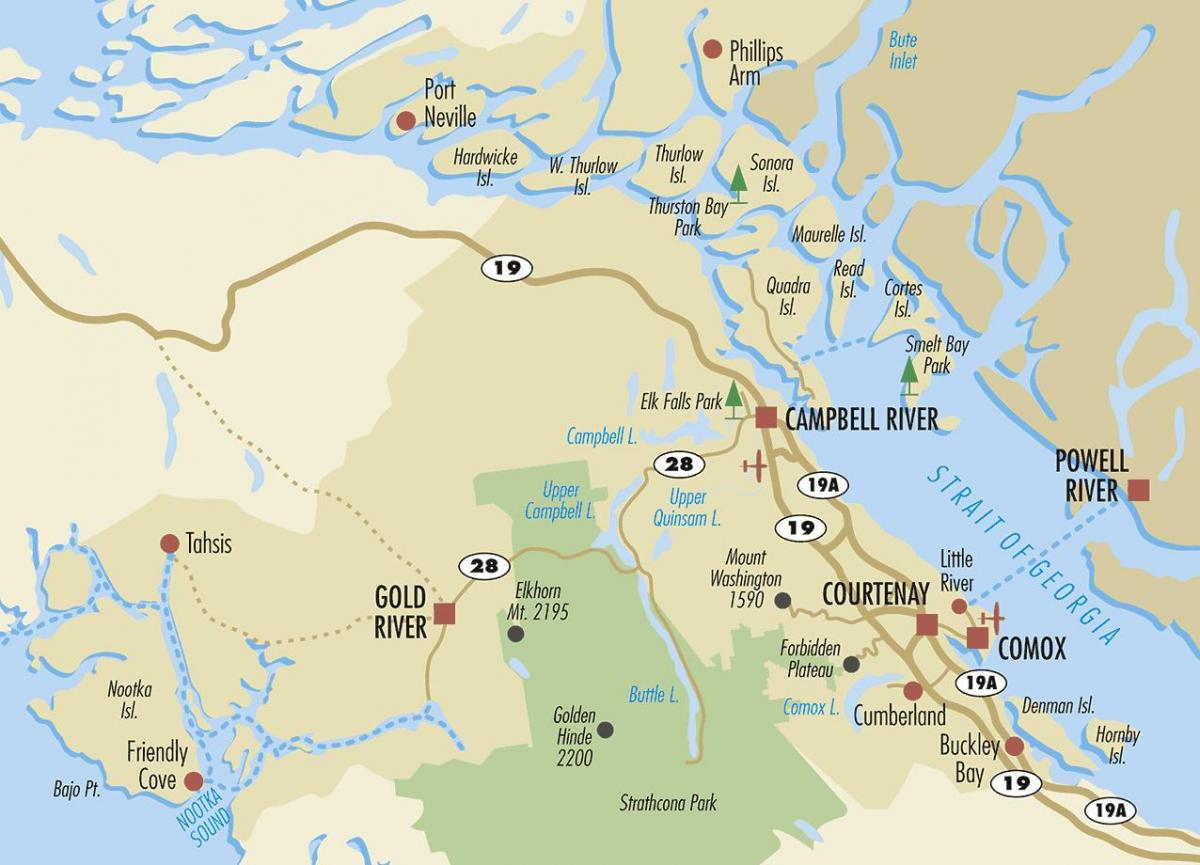 キャンベル川地図バンクーバー島