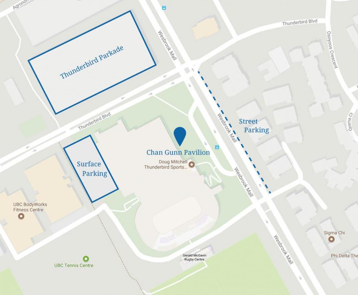 ダウンタウンバンクーバー駐車場を地図