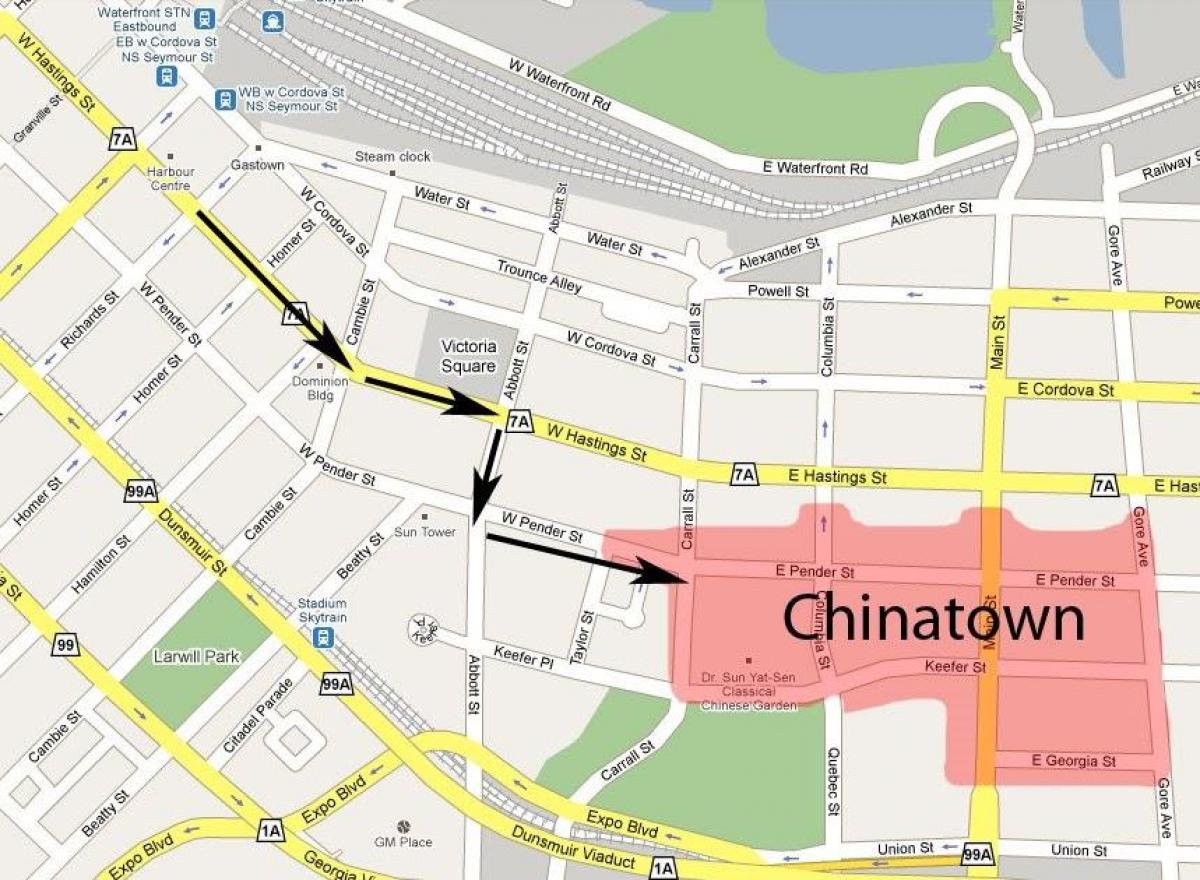 地図の中華街バンクーバー