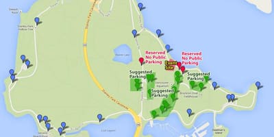 地図のスタンレーパーク駐車場