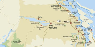 地図のダンカンバンクーバー島 