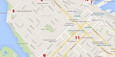 バンクーバーに自転車を地図