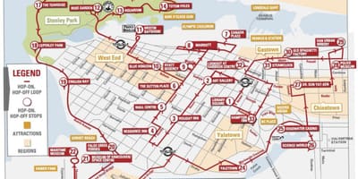 地図のバンクーバーのファミリー向けホテトロリー 