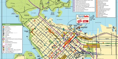 バンクーバーの観光名所の地図