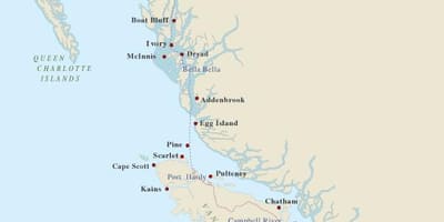 地図のバンクーバーアイランド灯台
