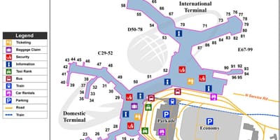 バンクーバー空港の出発地図