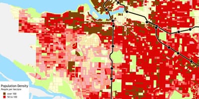 地図のバンクーバー島の人口密度