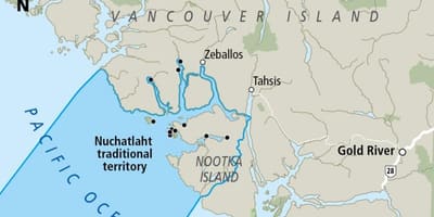 地図のバンクーバーアイランド初の国