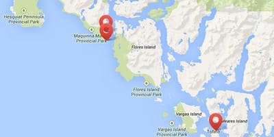 地図のバンクーバー島温泉