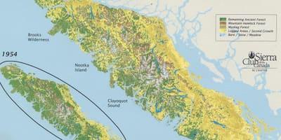 熱帯雨林のバンクーバー島の地図