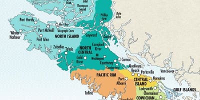 地図のバンクーバー島ワイナリー