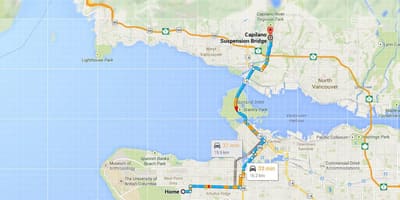 地図のバンクーバー橋