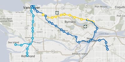 バンコクバンクーバーの路線地図