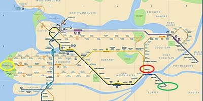 地図べての部屋と料金を表示メープルリッジバンクーバー