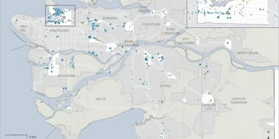 メトロバンクーバー観光の拠点としては最適の地図