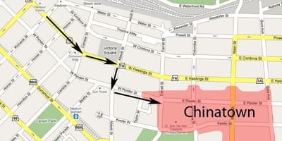 地図の中華街バンクーバー