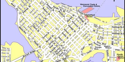 地図のダウンタウンバンクーバーカナダ