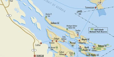 地図gulf島bcカナダ