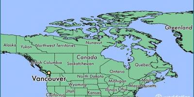 地図のカナダバンクーバーを示す