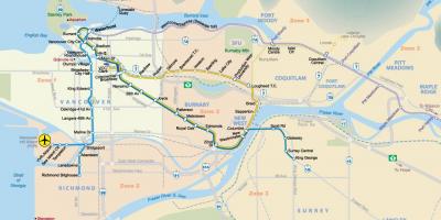 Vancouver bc地下鉄の地図
