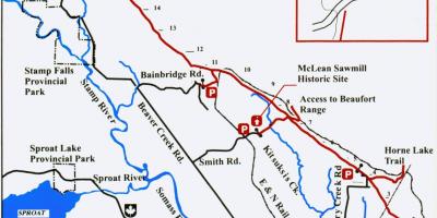 地図のバンクーバーアイランド鉄道