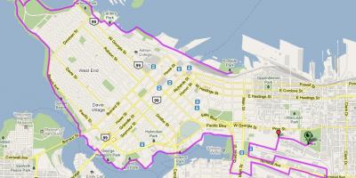 市内のバンクーバーバイクの地図
