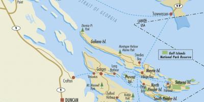 地図gulf島bcカナダ